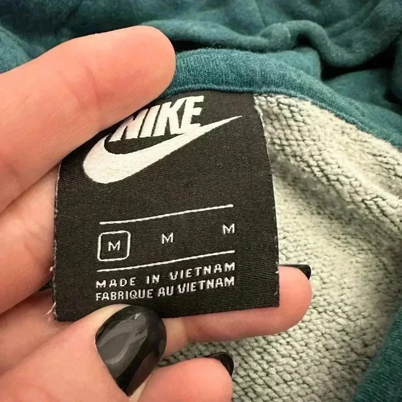 Nike Cowl Neck Hoodie Sweatshirt Teal Blue Women’s Medium Logo - Picture 2 of 5